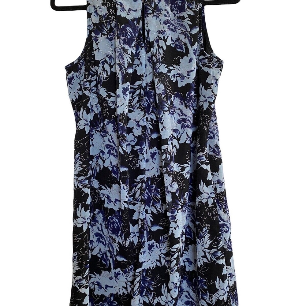 Charming Charlie Sleeveless Dress Small Floral Pleated Front Keyhole Back